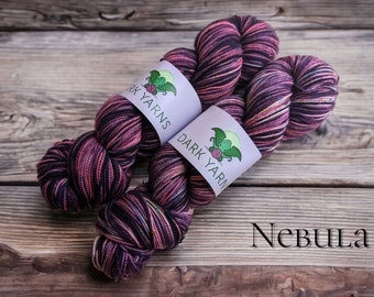 Nebula | READY TO SHIP | reskeined for easy winding | hand dyed yarn | fingering weight yarn | sock yarn for knitters | speckled yarn