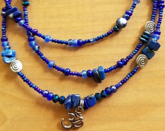 Ultramarine Purpose Healing Waistbeads - Lapis Lazuli and Sodalite Gemstone Waistbeads for Self Awareness and Self Esteem