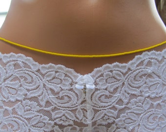 Simply Lemon Waist Beads - Single Strand, Opaque Yellow Beads, Sterling Silver Clasp, Perfect Pop of Color