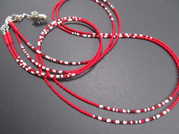 Paint the Town Double 2 Strand Waistbeads in Red and 