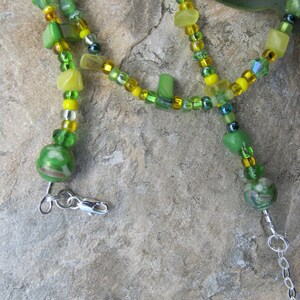 Waist Beads The Key West Green and Yellow featuring cats eye gemstone chips, healing properties image 2