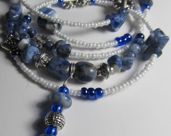 Peace in Paradise - Blue and White Sodalite Gemstone Waist Beads - Calming Waistbeads