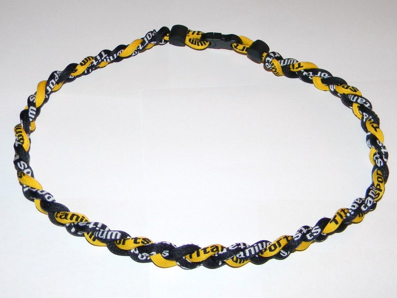 Titanium Tornado 3 Braid Rope Sports Necklace black & Gold Etsy