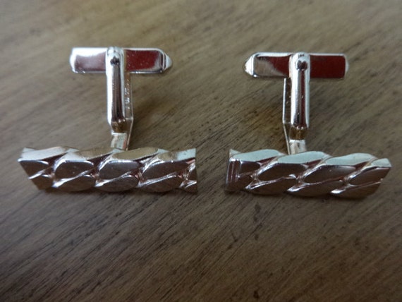 Vintage Swank Gold Tone Rectangular Bar Cufflinks - image 5