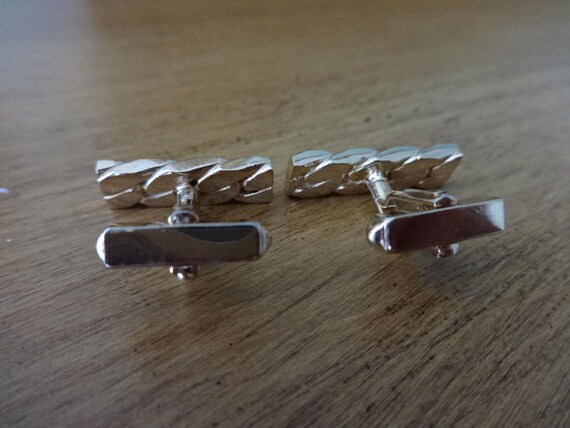Vintage Swank Gold Tone Rectangular Bar Cufflinks - image 7