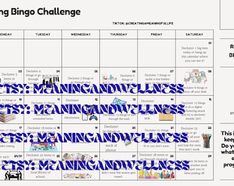 Calendario de bingo para ordenar y deshacerse de cosas innecesarias (agosto de 2026)