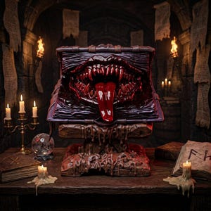 Living Grimoire Mouth Libro Mostro Gotico Horror, STL per Stampa 3D