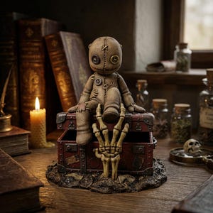 Ventriloquist Dummy Haunted Trunk Creepy Doll Figurine, STL File for 3D Printing