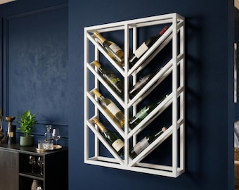 Wall Mounted Wine Rack, 8 Bottle Wine Holder, Modern Home Bar Decor