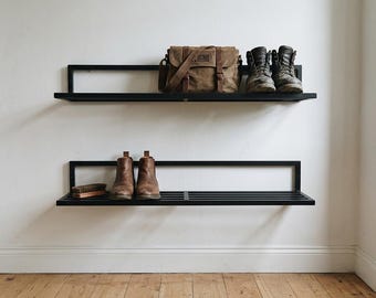 Wall Mounted Shoe Rack Set, Modern Floating Shoe Storage Shelves