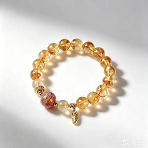10mm Golden Rutilated Quartz Bracelet for Men & Women
