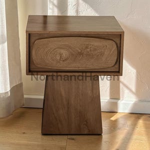 Nightstand Set of 2, Rustic Natural Bedside Table, Small Wood Night Stand, Sofa End Table, Bedroom Dorm Entryway Furniture, 21.6 Inc