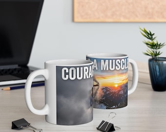Courage Is a Muscle mug | Martial Artist Kick, Inspirational Coffee Cup