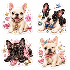 French Bulldog Bonbon Drop Sticker Sheet – Premium Kawaii Digital Stickers