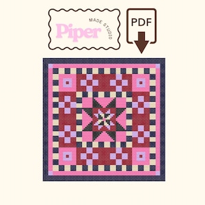 Korsstygnsdiagram – Joanie-mönster Quiltblock (PDF-nedladdning)