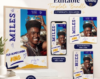 Homecoming King Campaign Bundle | Editable Canva Poster, Flyer & Social Media Templates