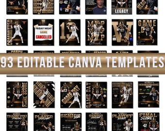 Football Social Media Templates | 93 Editable Canva Sports Graphics | Game Day, Schedule & Player Posts