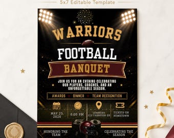 Football Banquet Invitation | Editable Canva 5x7 Team Awards Banquet Template