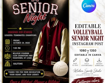 Volleyball Senior Night Instagram Post Template (Digital Download)