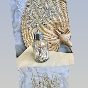Seashells in a Bottle/ Coral Home Decor/Beach House Decor/Coastal Home Decor