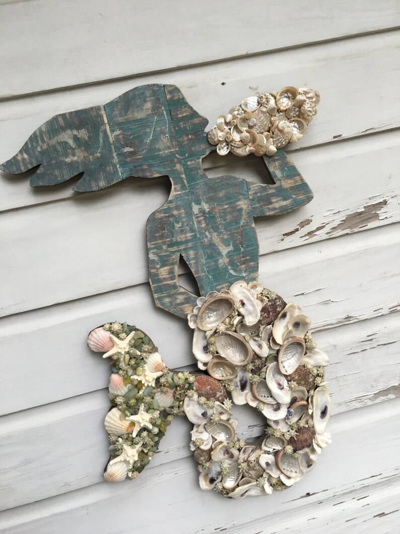 Mermaid Wall Art/seashell Mermaid/beach House Wall Art/boho Etsy