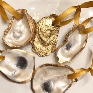 Gold Oyster Shell Christmas Ornament: Gulf Coast Decor