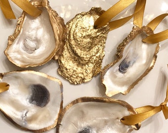 Oyster Shell Christmas Ornament /Gold Oyster Shell/Wedding Party Gift/Hostess Gift/Oyster Shell Christmas Decor