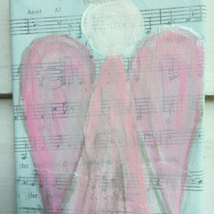 Angel Painting/Hymnal Angel Art/Angel Abstract Original Painting/Faceless Angel Painting/Angel Art image 7