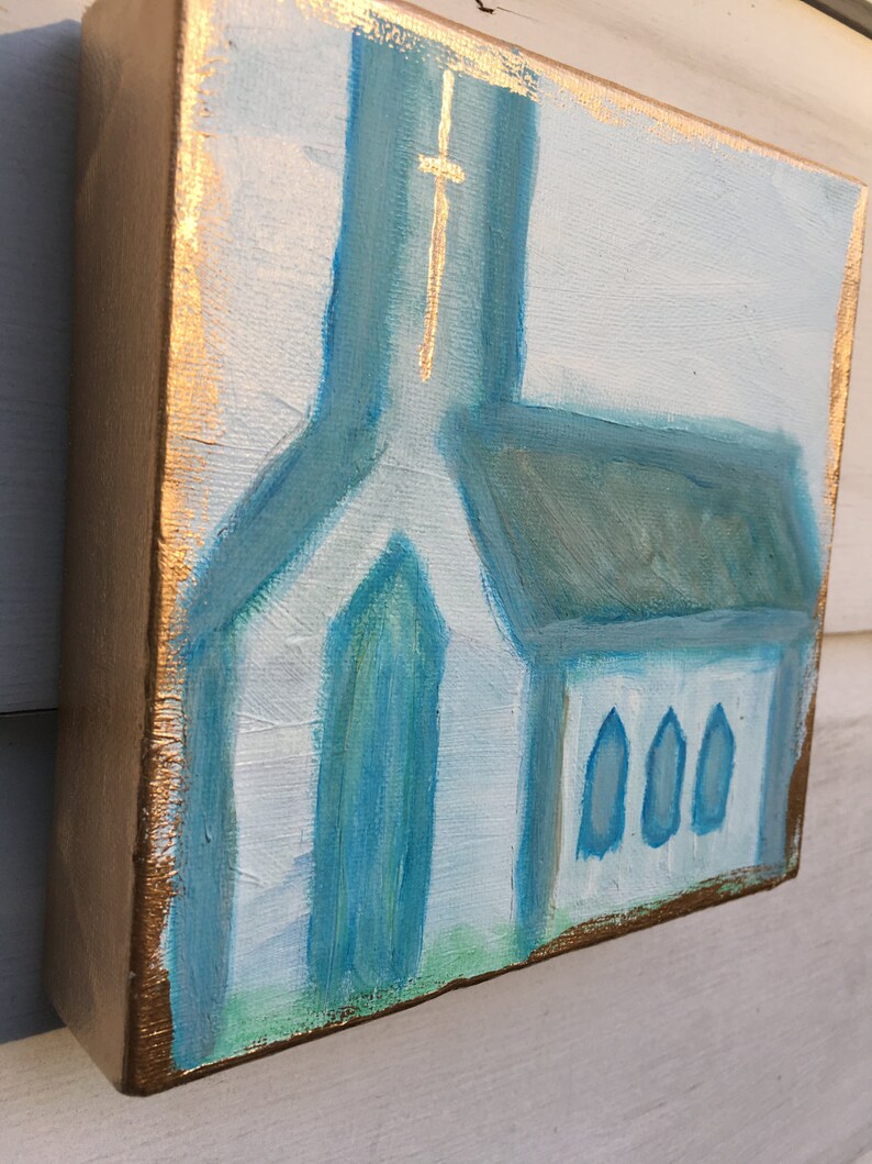 Chapel Painting/church Art/abstract Seaside Chapel Etsy