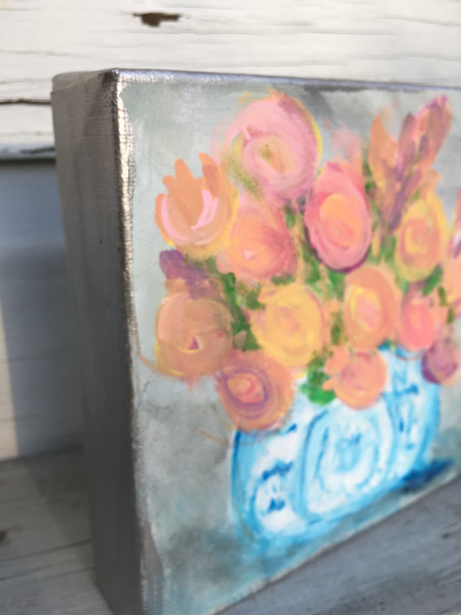 Happiness Jar Vase Floral Painting/blue and White Theme Etsy