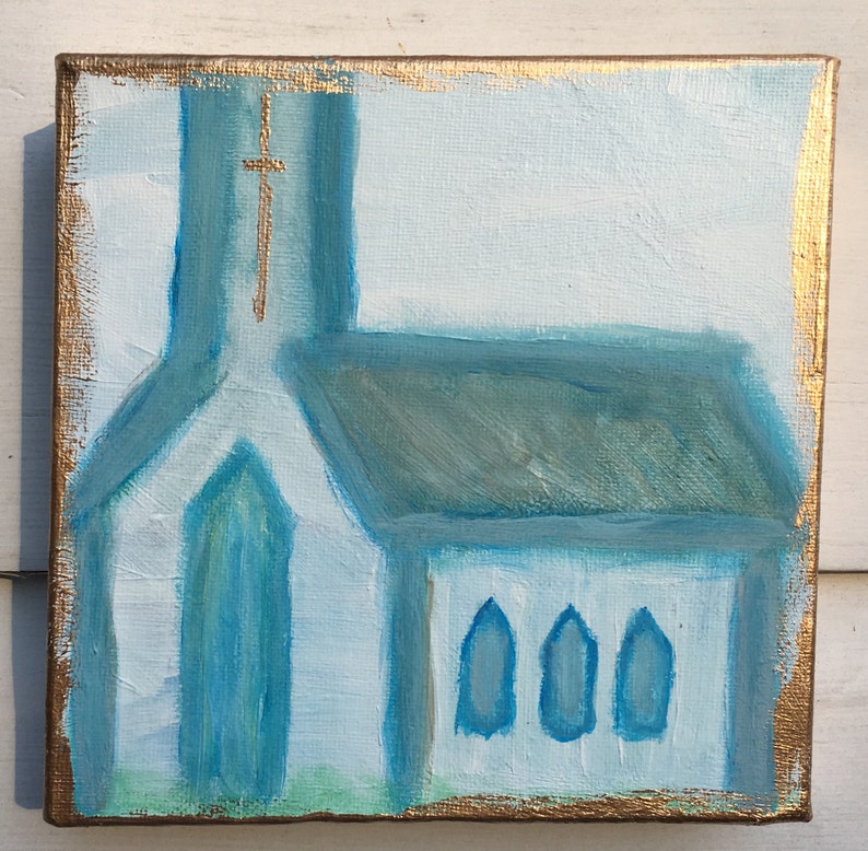 Chapel Painting/church Art/abstract Seaside Chapel Etsy