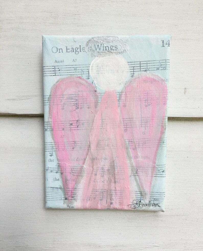 Angel Painting/Hymnal Angel Art/Angel Abstract Original Painting/Faceless Angel Painting/Angel Art image 3