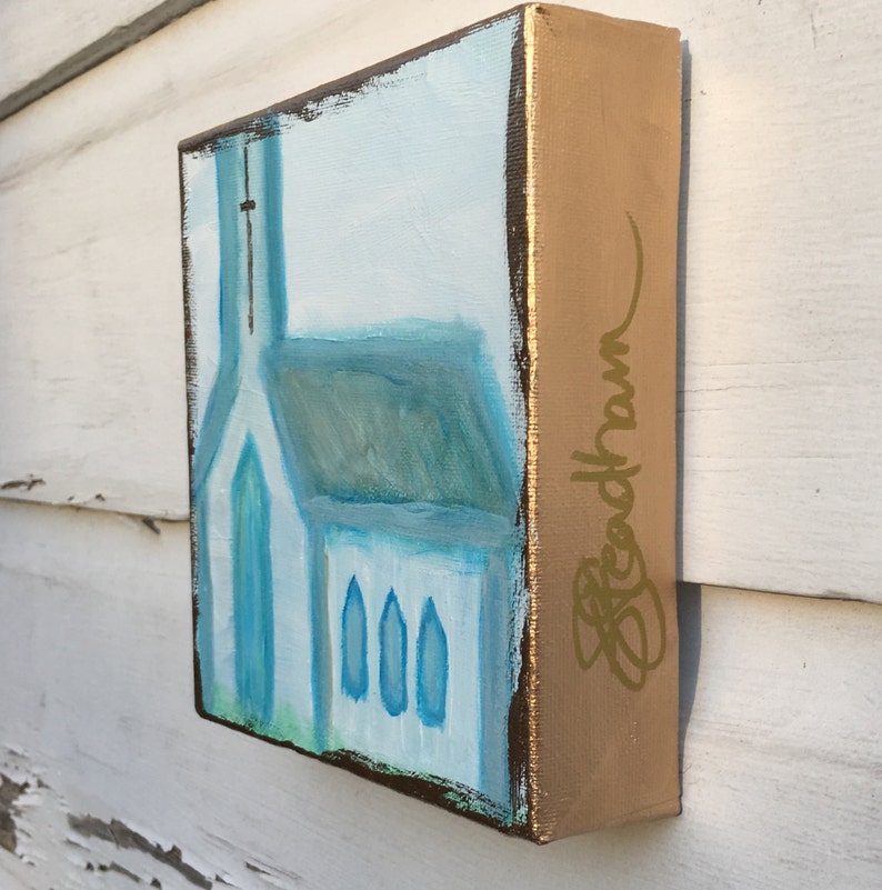 Chapel Painting/Church Art/Abstract Seaside Chapel Etsy