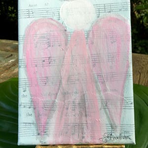 Angel Painting/Hymnal Angel Art/Angel Abstract Original Painting/Faceless Angel Painting/Angel Art image 8