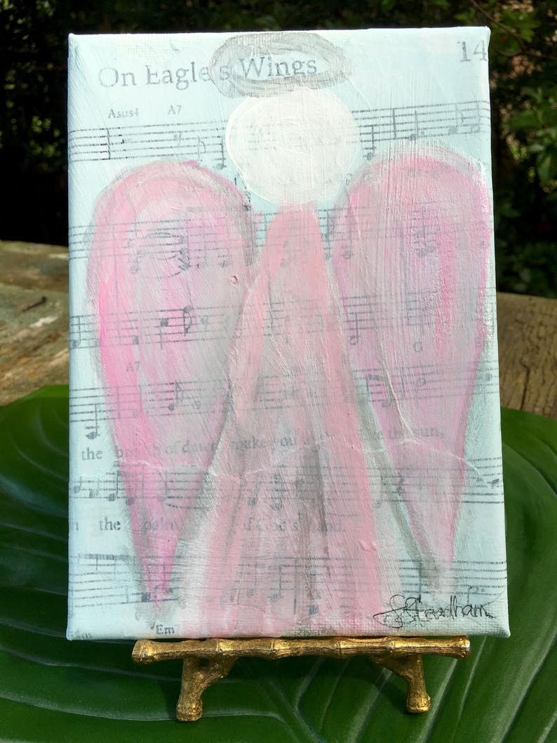 Angel Painting/Hymnal Angel Art/Angel Abstract Original Painting/Faceless Angel Painting/Angel Art image 8