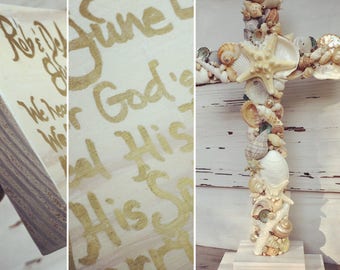 Seashell Wedding Altar Cross: Custom Beach Decor