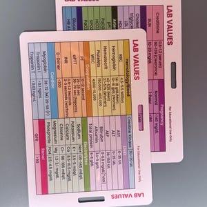 Lab Values Badge Card, Blood Draw Guide for Nurses, EMT, Phlebotomist