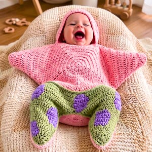 Crochet Baby Star Suit Pattern | Baby Cocoon Crochet Pattern | Beginner Crochet Pattern | Baby Wrap Pattern | Star Baby Blanket Pattern