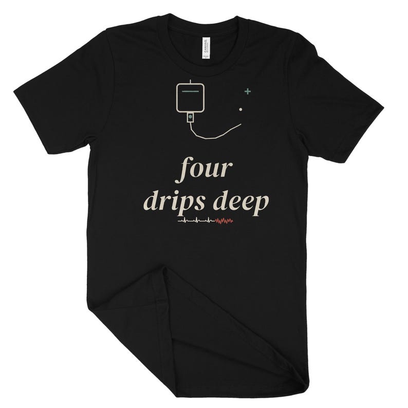 Four Drips Deep Sarcastic Nurse Shirt, ICU Night Shift Tee, Nursing Student Gift Top image 7