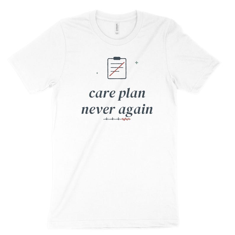 Care Plan Never Again Sarcastic Nurse Shirt, Nursing Student Tee for Clinical Survival image 3