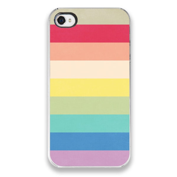 iPhone 4/4s Case - Stripes - Rainbow iPhone Cover (black sides) ORIGINAL design - bright colorful accessory, summer pastel fashion