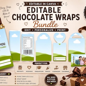 Editable Chocolate Wrapper Template – Canva Frame (Digital Download)