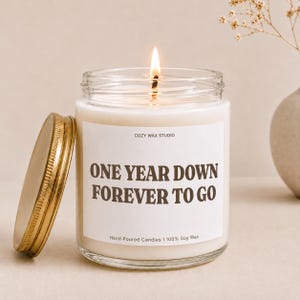 1 Year Anniversary Candle | One Year Down Forever to Go | First Wedding Anniversary Gift | Romantic Gift for Wife Husband | Couple Gift