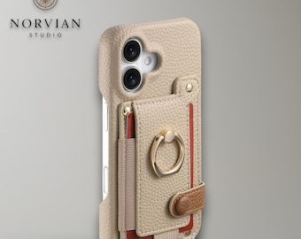 Crossbody Leather Wallet Phone Case with Card Holder & Ring Stand