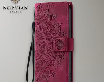 Geprägte Mandala-Handyhülle mit Kartenhalter für iPhone