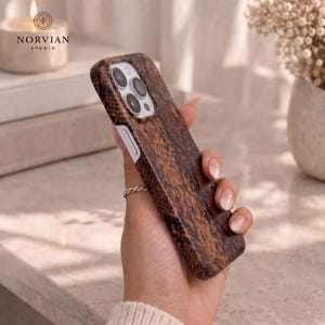 Fashion python texture phone case with raised camera protection and structured shell