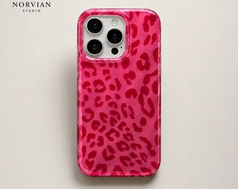 Pink Leopard Phone Case for iPhone, Glossy Animal Print