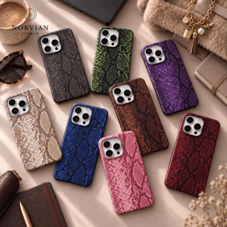 Modern python pattern phone case with embossed surface, precise fit and everyday protection