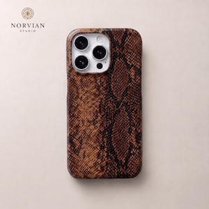 Python Texture iPhone Case, Embossed Snakeskin Hard Shell Cover with Leather Look Finish