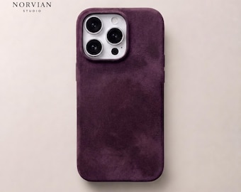 Alcantara Style iPhone Case, Soft Suede Texture, Slim Protective Cover with Raised Camera Edge